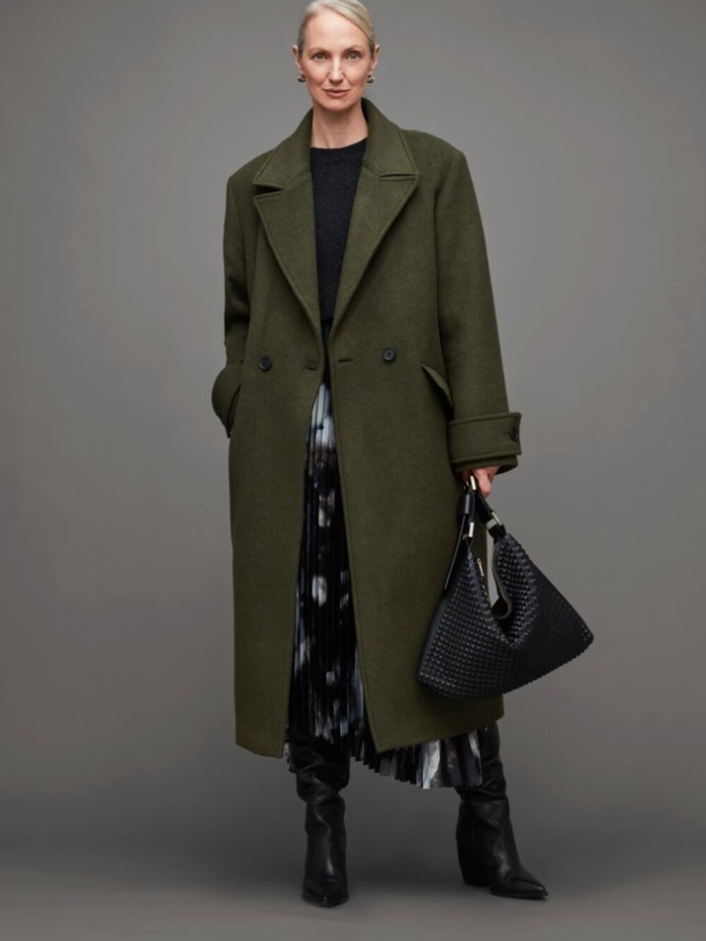 AllSaints MABEL COAT SIZE 6, KHAKI GREEN